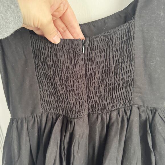 Hello Molly Volume Please Mini Dress Linen Blend Black Bubble Skirt Size 8 Eight - Picture 14 of 15
